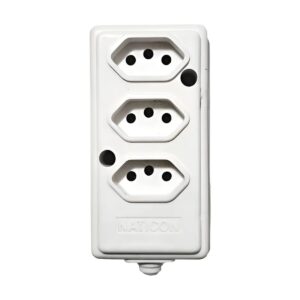Tomada Barra Tripla 2P+T 10A Branca - Naticon