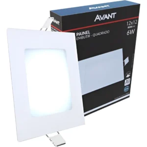 Painel de LED Embutir Quadrado 6W 6500K 12cm - Avant