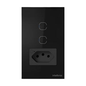 Tomada com 2 Interruptores Inteligentes Wi-fi ETS 2002 Preto Intelbras