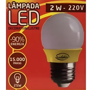 Lâmpada De Led Bolinha 2w 220v Amarela - Sadokin