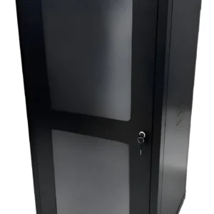 Rack Piso 19 16Ux570mm Com Porta de Acrilico Montado Preta Max Eletron