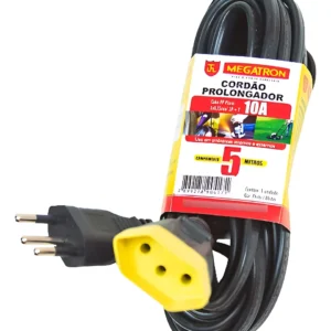 Extensão Prolongadora PP Plano 3x0,75mm 5Mts Preto Megatron