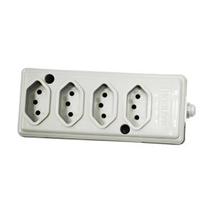 Tomada Barra Quadrupla 2P+T 10A Cinza - Naticon