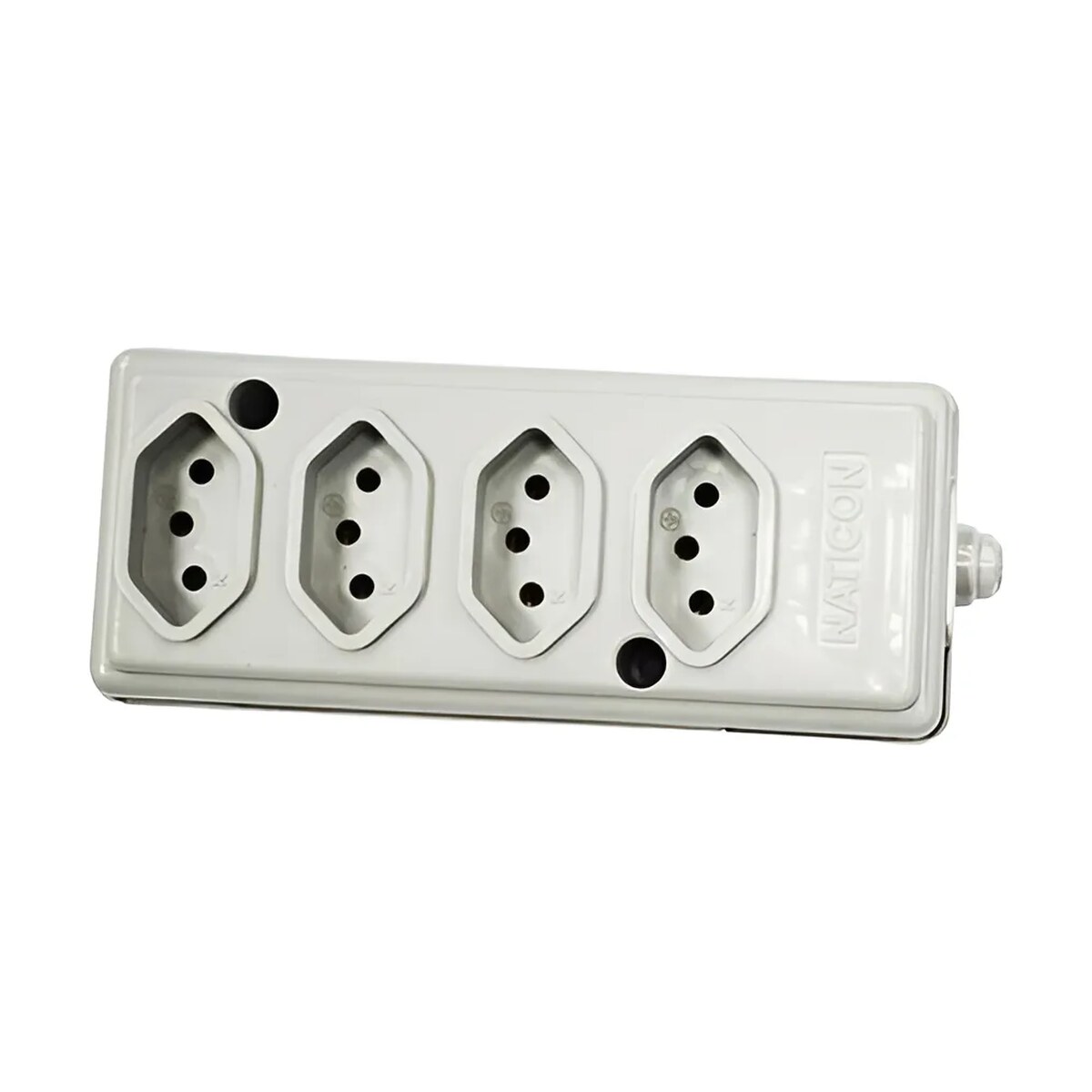 Tomada Barra Quadrupla 2P+T 10A Cinza - Naticon
