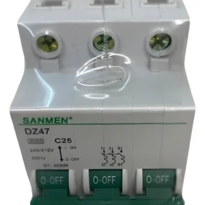 Disjuntor Tripolar 25A 3kA DZ47 Curva C - Sanmen