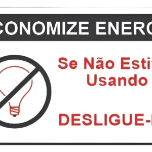 Placa Economize Energia 3x25cm 8 Unidades - Sinalize