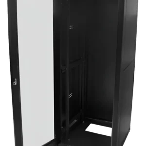 Rack Piso 19 40Ux570mm Com Porta de Acrilico Montado Preta Max Eletron