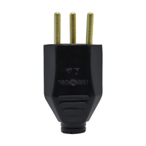 Plug Macho 2P+T 10A Preto 11116 - Transmobil