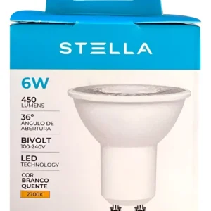 Lâmpada Mr16 Led 6w Bivolt 36° 6500k Gu10 - Stella