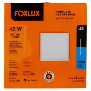 Luminaria de LED Sobrepor Quadrado 45W 6500K 60x60 - Foxlux