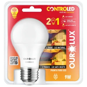 Lâmpada de LED Controled 9W 2700K Antinseto - Ourolux