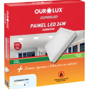 Luminaria LED Sobrepor Quadrado 24W 4000K - Ourolux