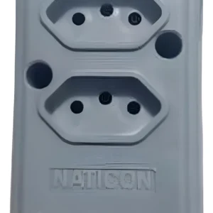 Tomada Barra Dupla 2P+T 10A Cinza - Naticon