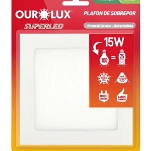 Luminaria Sobrepor Quadrado 15W 6400K - Ourolux
