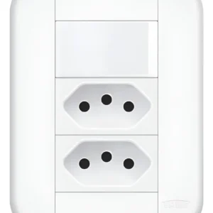 Conjunto Interruptor Simples e 2 Tomadas 20A 3928 - Fame Blanc+