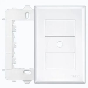 Placa 4x2 Cega Com Saida Fio Com Suporte Branco - 2884 Fame