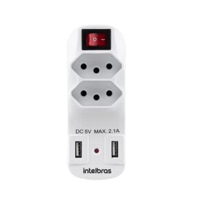 Adaptador 2 Tomadas 2 USB EAC1002 Intelbras