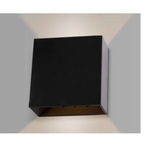 Arandela 2 Fachos LED 3W Amarela Bivolt Preta IP65 ABS Opus