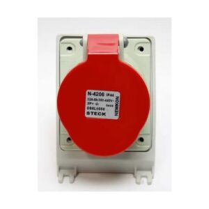 Tomada Sobrepor 3p+t 32a 380v 6h Vermelha - N-4206 Steck