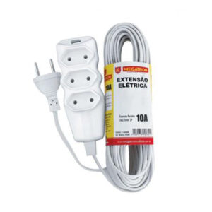Extensão Par 2x0,75mm 3 Tomadas 1,5mts Branca - Megatron