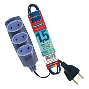 Extensão No Shock Pp 2x0,75mm 1,5 Metro 3 Tomadas - 1472