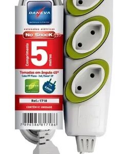 Extensão No Shock Pp 2x0,75mm 5 Metros 3 Tomadas - 1718