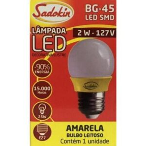 Lâmpada De Led Bolinha 2w 110v Amarela - Sadokin