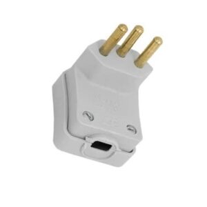 Plug Macho 90° Com Prensa Cabo 2p+t 10a Cinza 2055 - Perlex