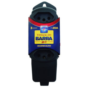 Tomada Barra Desmontavel 2P+T 3x20A Grafite - Daneva