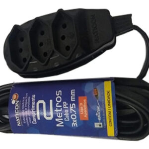 Extensão Naticon PP 3x0,75mm 2Mts Branca - Fernik