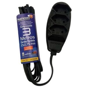 Extensão Naticon PP 3x0,75mm 3Mts Branca - Fernik