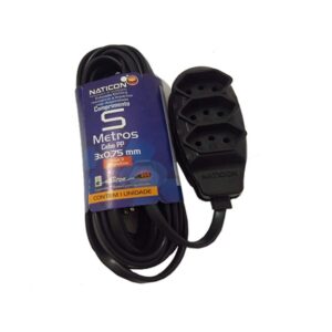 Extensão Naticon PP 3x0,75mm 5Mts Branca - Fernik