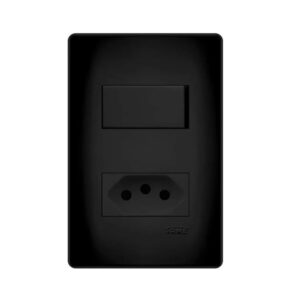 Conjunto 4x2 Interrupt Simples Tomada 10A 4061 Habitat Black