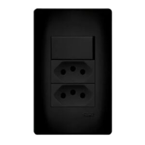 Conjunto 4x2 Interr Simples 2 Tomadas 10A 4065 Habitat Black