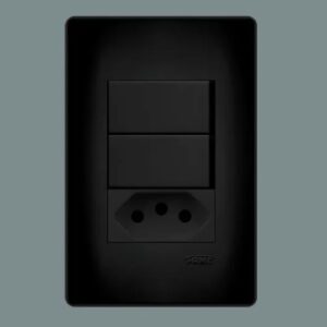 Conjunto 4x2 2 Interru Simples Tomada 10A 4066 Habitat Black