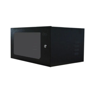 Mini Rack 19 5Ux350mm Com Porta de Acrilico C/Bandeja Preta