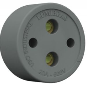 Tomada Polarizada Fibra 2x20A Cinza - Lumibras