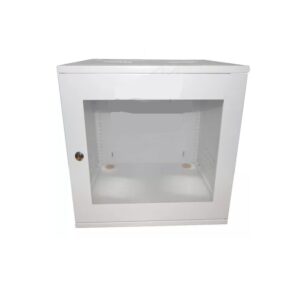 Rack Parede 19 8Ux570mm Com Porta de Acrilico Montado Branco
