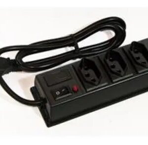 Filtro De Linha Pvc Com 3 Tomadas Com Fusível Bivolt Preto