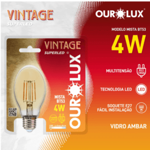 Lâmpada LED Vintage Mista BT53 4W 2400K Bivolt - Ourolux