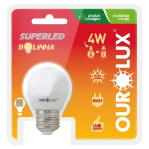 Lâmpada de LED Bolinha 4W E27 Bivolt Amarela - Ourolux
