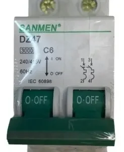 Disjuntor Bipolar 6A Curva C 3kA - Sanmen