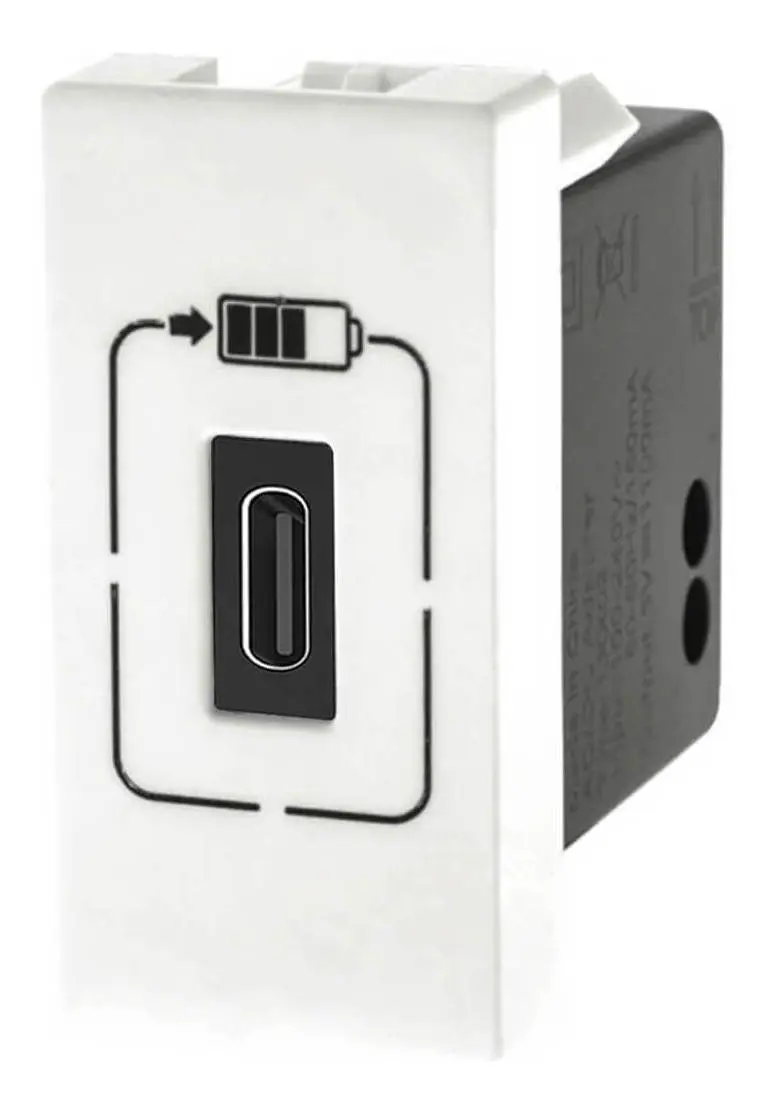 Modulo Tomada 1 USB Tipo C 615097BC Branca - Pial Plus+